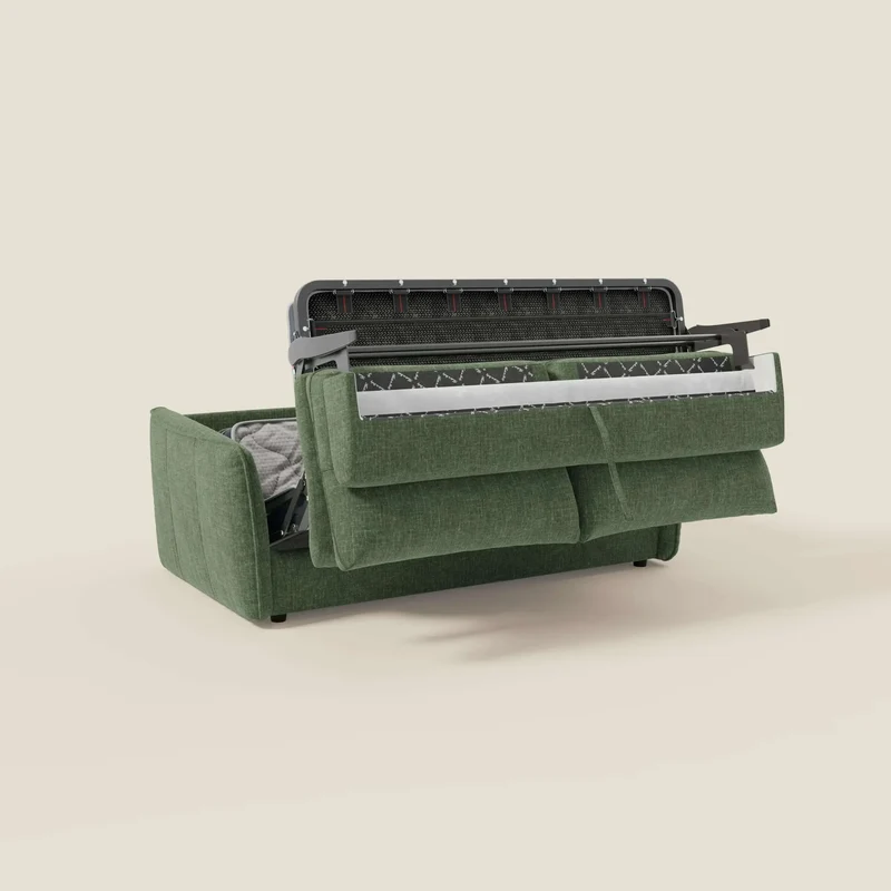 Elios Canapé convertible avec coussins de dossier souples en tissu détachable T24 vert olive