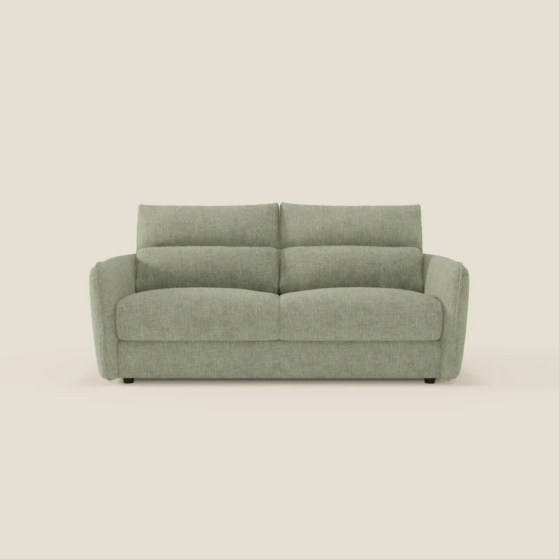 Elios Canapé convertible avec coussins de dossier souples en tissu détachable T24 vert sauge