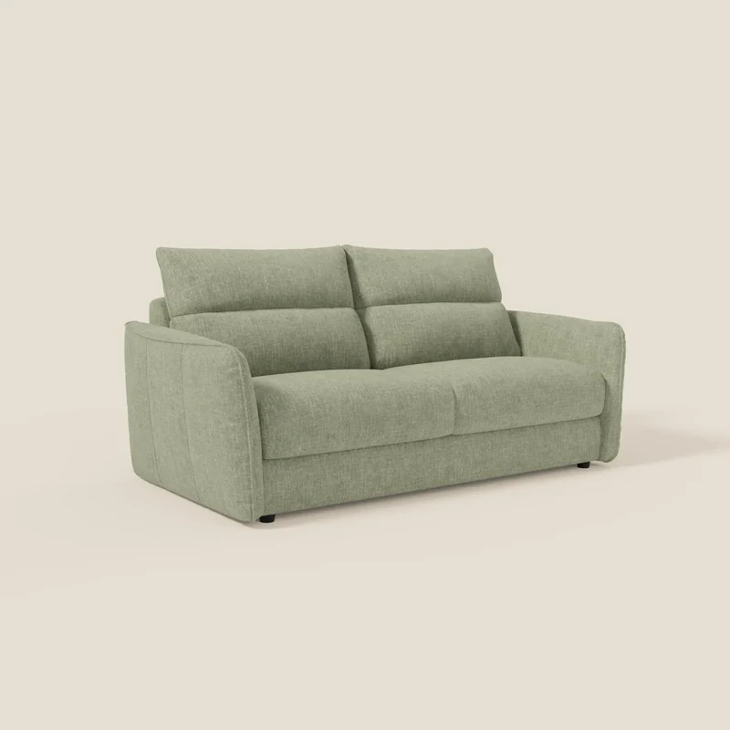 Elios Canapé convertible avec coussins de dossier souples en tissu détachable T24 vert sauge