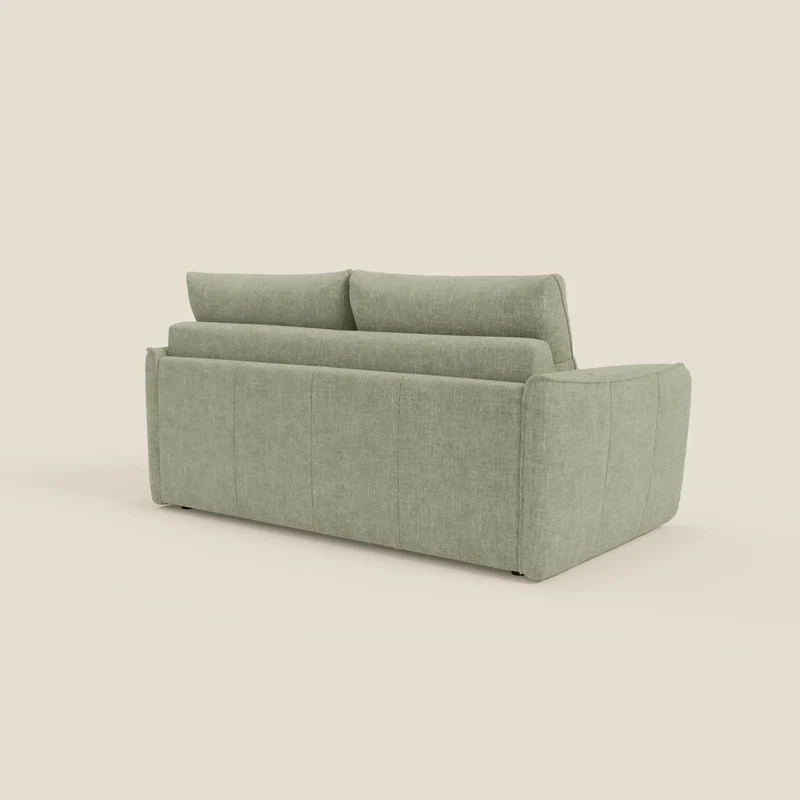 Elios Canapé convertible avec coussins de dossier souples en tissu détachable T24 vert sauge