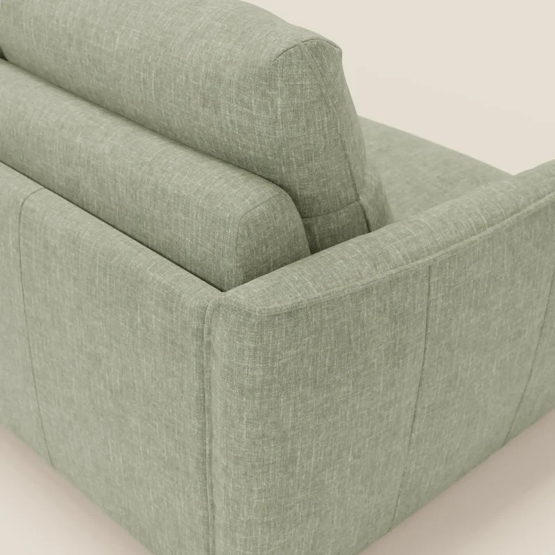 Elios Canapé convertible avec coussins de dossier souples en tissu détachable T24 vert sauge
