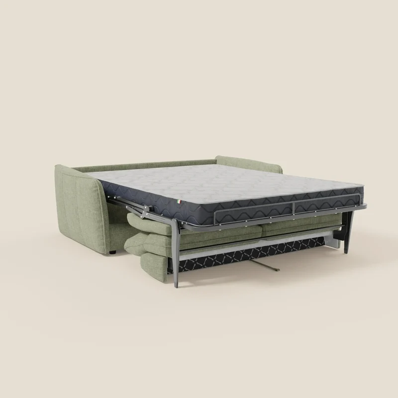Elios Canapé convertible avec coussins de dossier souples en tissu détachable T24 vert sauge