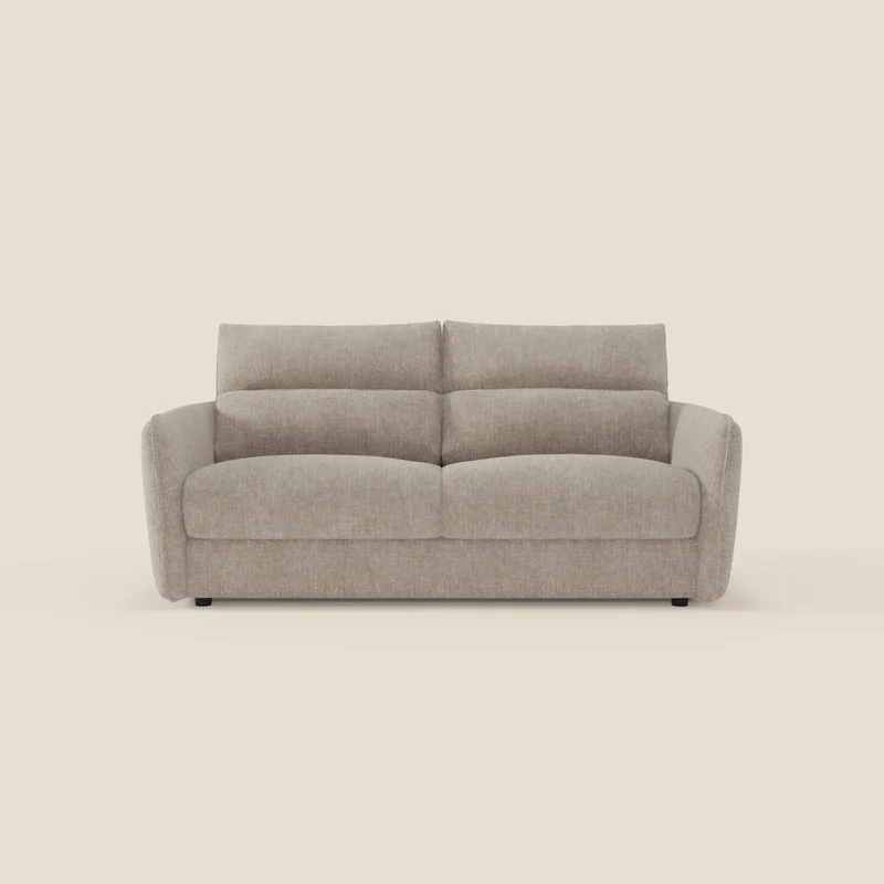 Elios Canapé convertible avec coussins de dossier souples en tissu détachable T24 lin clair