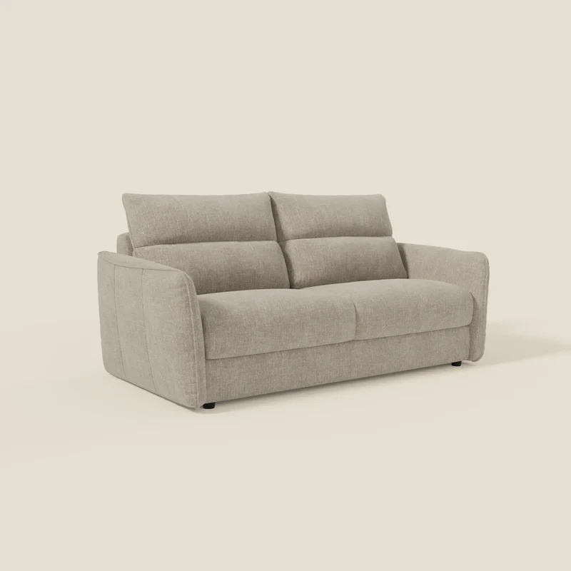 Elios Canapé convertible avec coussins de dossier souples en tissu détachable T24 lin clair