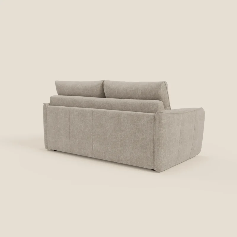 Elios Canapé convertible avec coussins de dossier souples en tissu détachable T24 lin clair