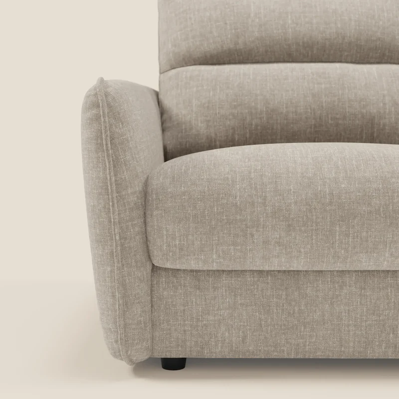 Elios Canapé convertible avec coussins de dossier souples en tissu détachable T24 lin clair