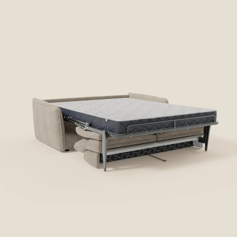 Elios Canapé convertible avec coussins de dossier souples en tissu détachable T24 lin clair