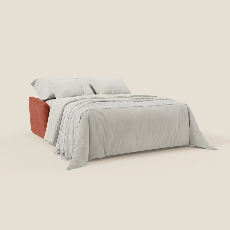 Elios Canapé convertible avec coussins de dossier souples en tissu détachable T24 rouille