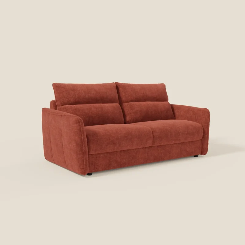 Elios Canapé convertible avec coussins de dossier souples en tissu détachable T24 rouille