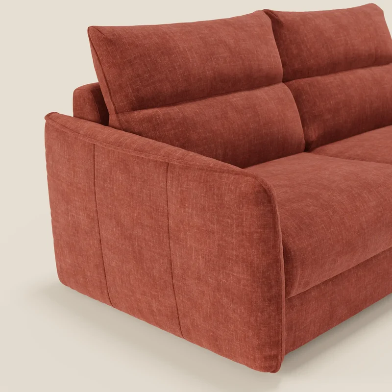 Elios Canapé convertible avec coussins de dossier souples en tissu détachable T24 rouille