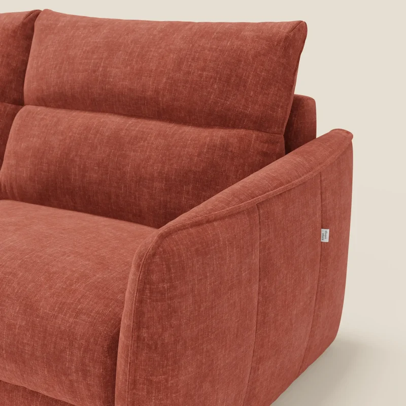 Elios Canapé convertible avec coussins de dossier souples en tissu détachable T24 rouille
