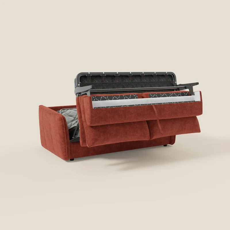 Elios Canapé convertible avec coussins de dossier souples en tissu détachable T24 rouille