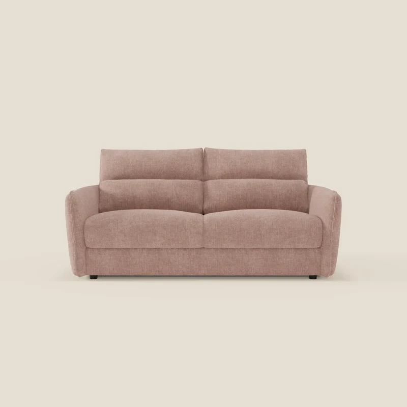 Elios Canapé convertible avec coussins de dossier souples en tissu détachable T24 rose poudré