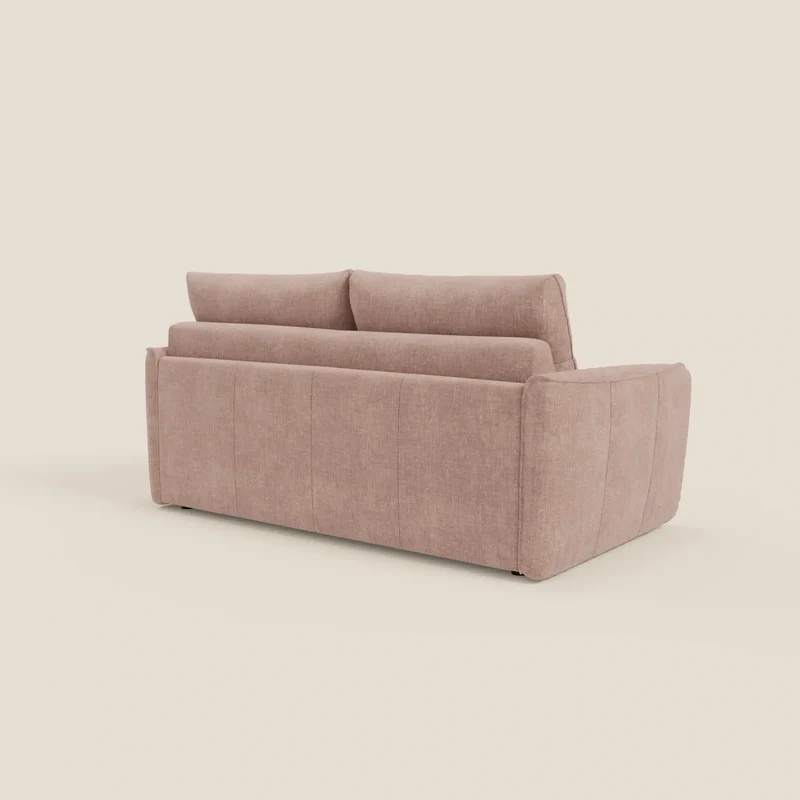 Elios Canapé convertible avec coussins de dossier souples en tissu détachable T24 rose poudré