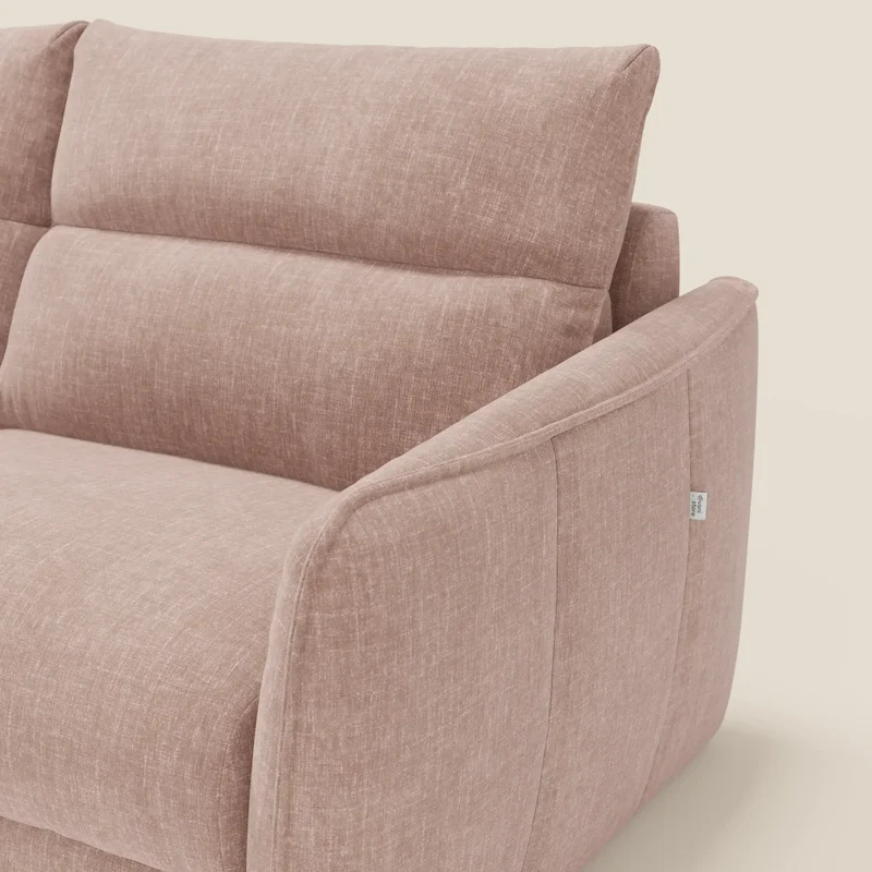 Elios Canapé convertible avec coussins de dossier souples en tissu détachable T24 rose poudré