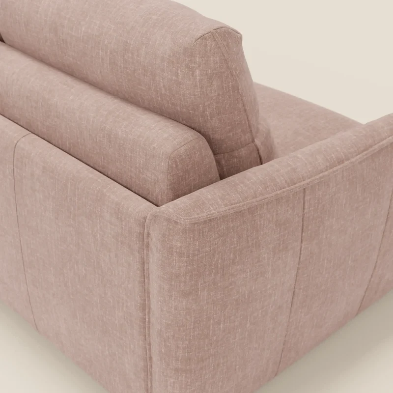 Elios Canapé convertible avec coussins de dossier souples en tissu détachable T24 rose poudré