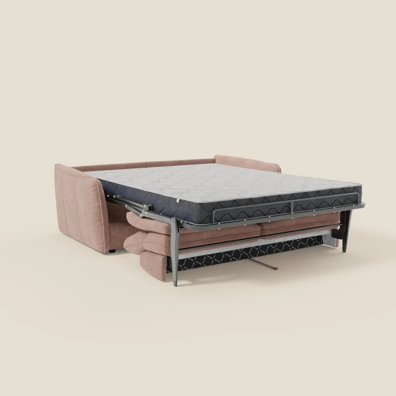 Elios Canapé convertible avec coussins de dossier souples en tissu détachable T24 rose poudré