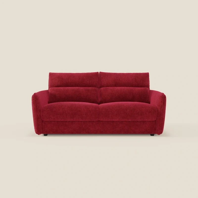 Elios Canapé convertible avec coussins de dossier souples en tissu détachable T24 bordeaux