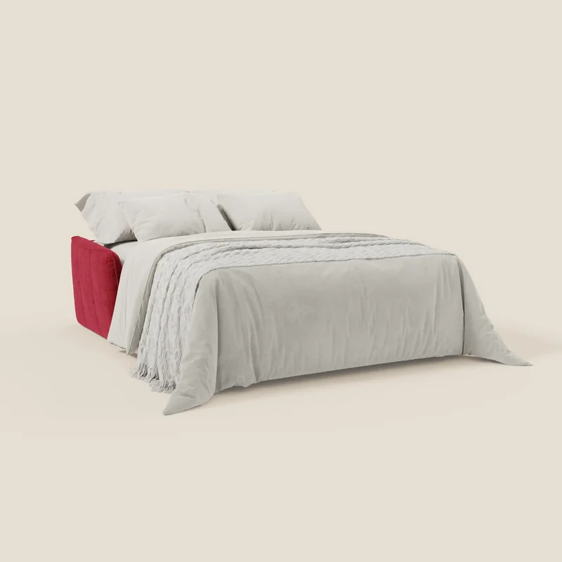Elios Canapé convertible avec coussins de dossier souples en tissu détachable T24 bordeaux