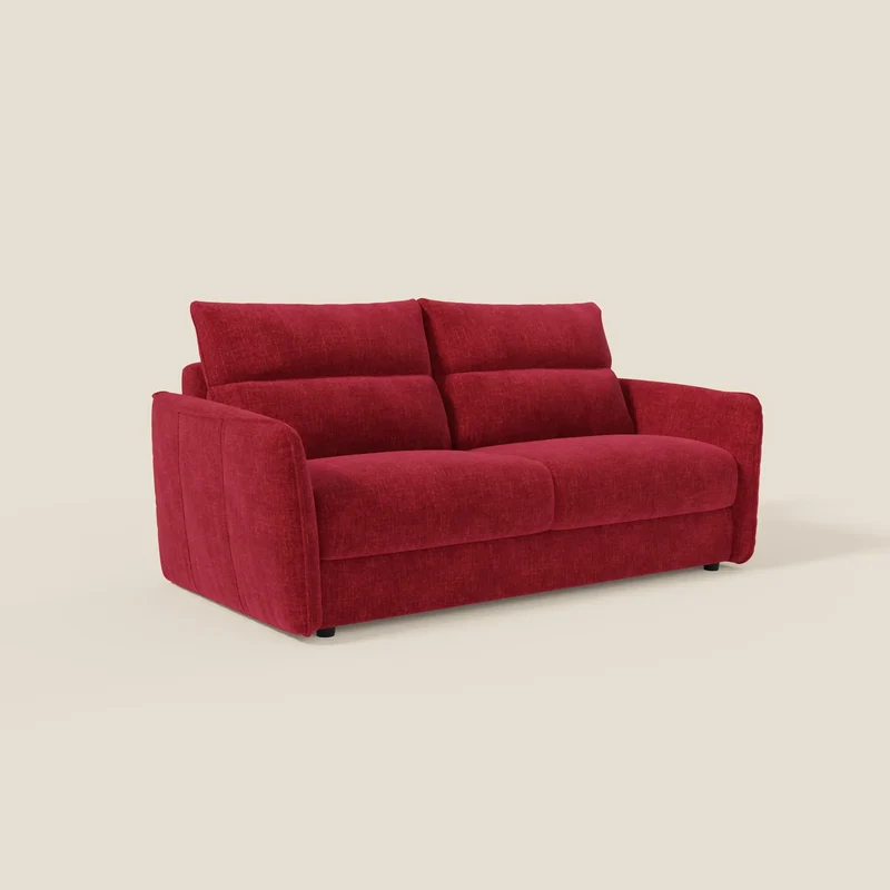Elios Canapé convertible avec coussins de dossier souples en tissu détachable T24 bordeaux