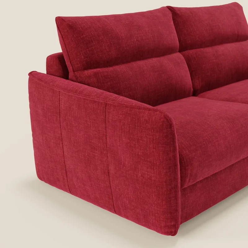 Elios Canapé convertible avec coussins de dossier souples en tissu détachable T24 bordeaux