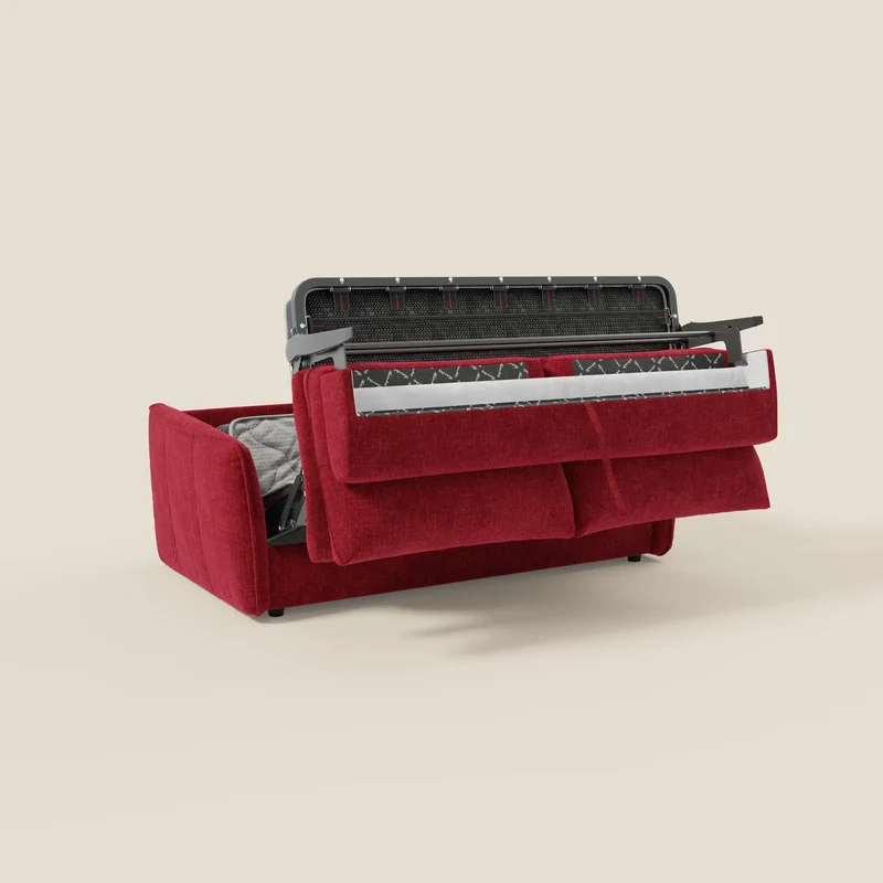 Elios Canapé convertible avec coussins de dossier souples en tissu détachable T24 bordeaux