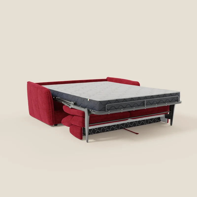 Elios Canapé convertible avec coussins de dossier souples en tissu détachable T24 bordeaux