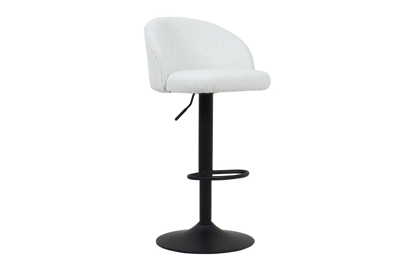 Tabourets de Bar AYDA en Tissu Bouclé Blanc - 49 x 46 cm