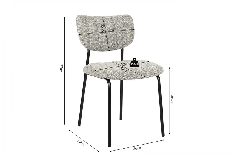 Chaises de Salle à Manger ANITA Gris Claire - 72 x 53 cm