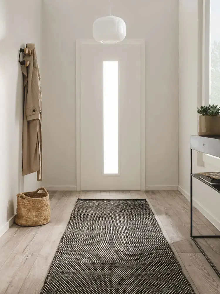 Tapis de Couloir en Laine fait main ROCCO Noir et Blanc