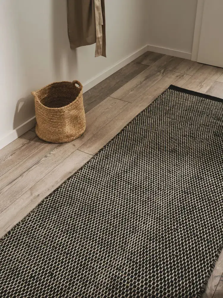 Tapis de Couloir en Laine fait main ROCCO Noir et Blanc