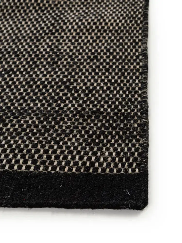 Tapis de Couloir en Laine fait main ROCCO Noir et Blanc