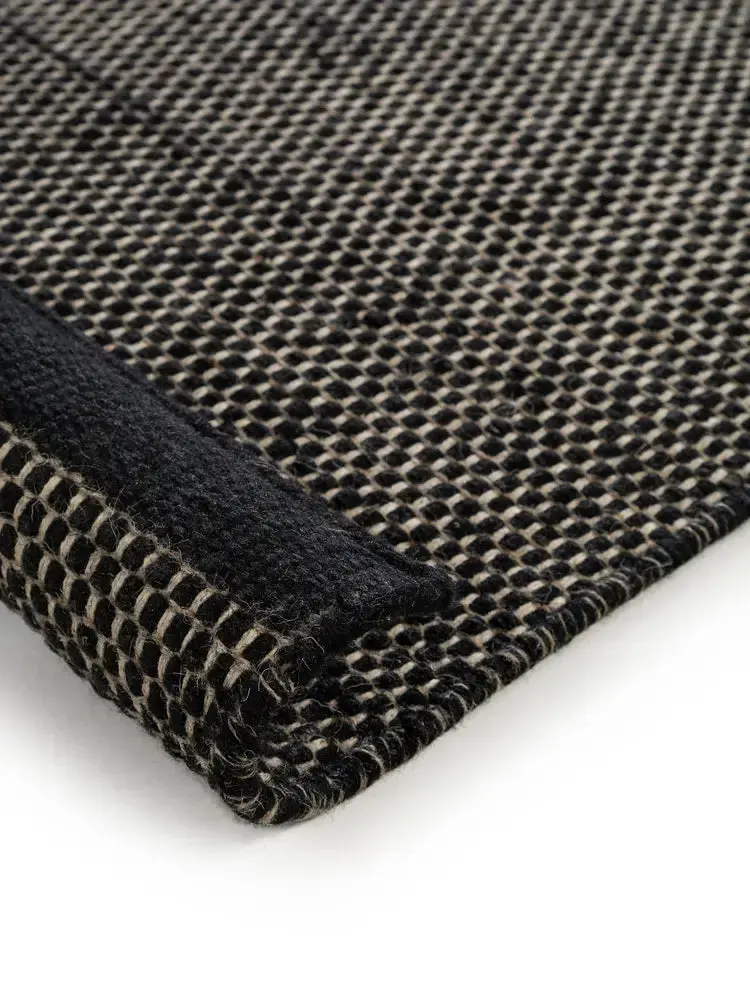 Tapis de Couloir en Laine fait main ROCCO Noir et Blanc