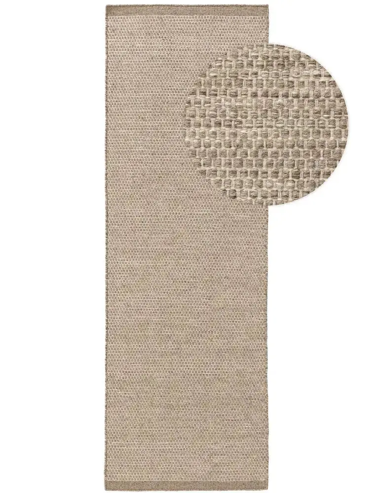 Tapis de Couloir en Laine fait main ROCCO Taupe