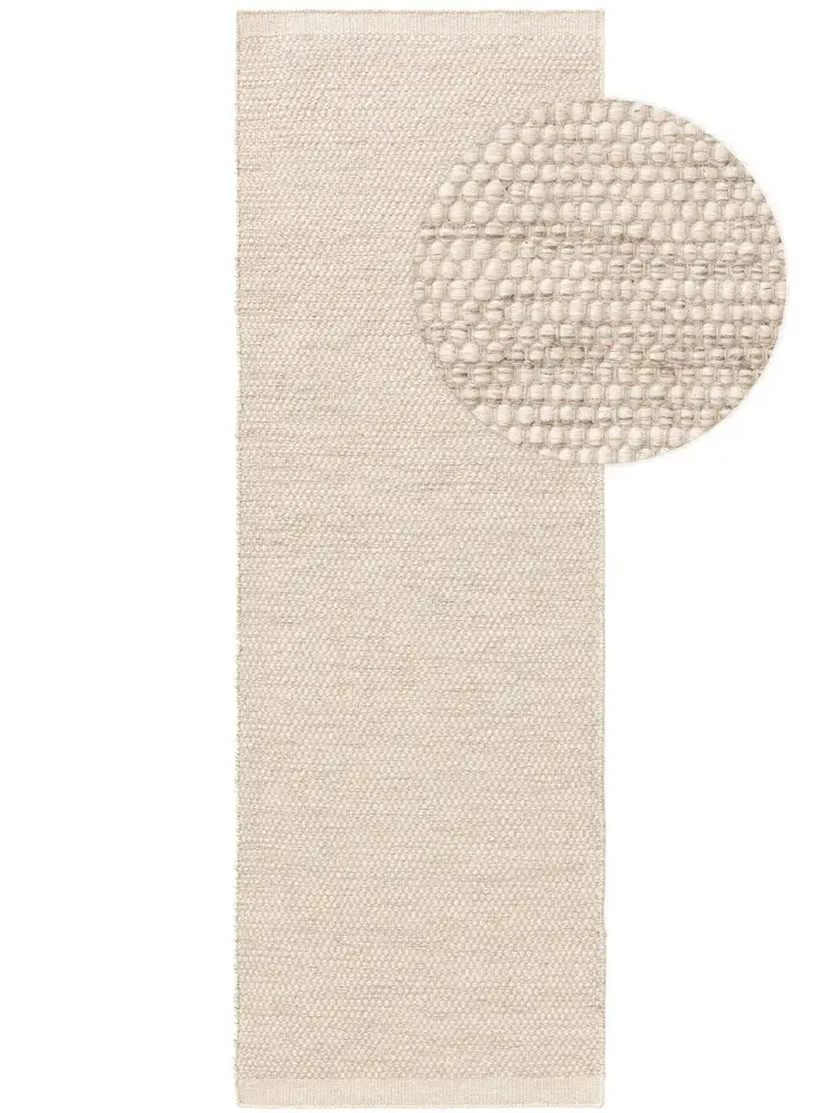 Tapis de Couloir en Laine fait main ROCCO Crème