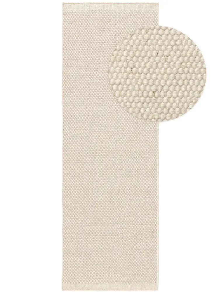 Tapis de Couloir en Laine fait main ROCCO Blanc
