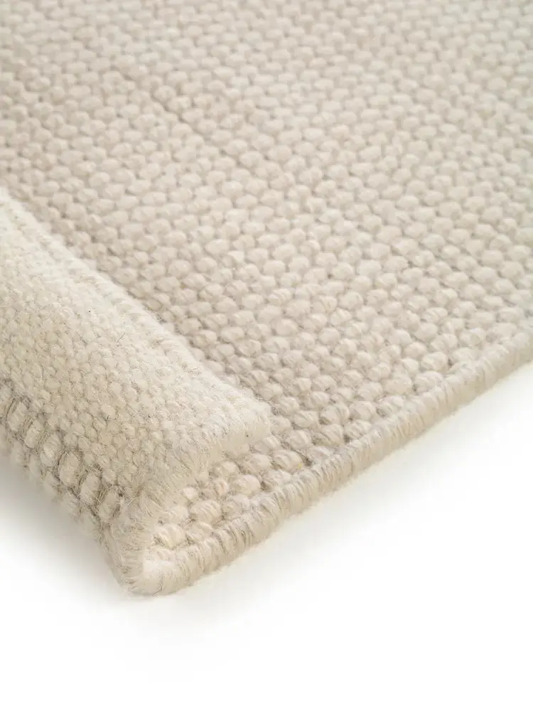 Tapis de Couloir en Laine fait main ROCCO Blanc