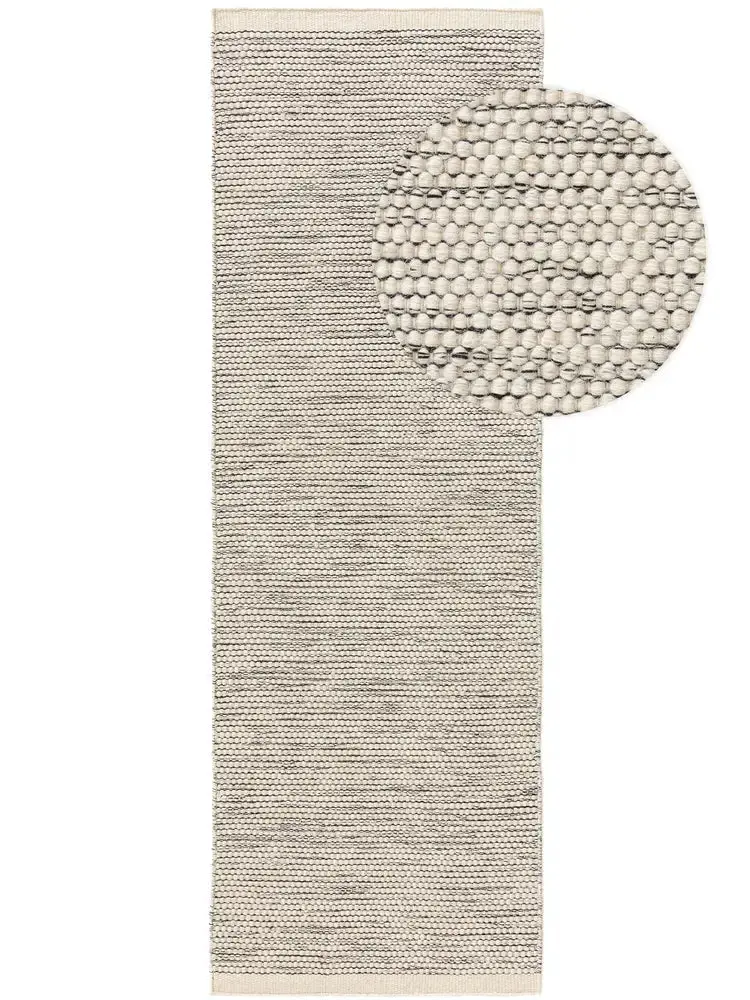 Tapis de Couloir en Laine fait main ROCCO Beige et noir