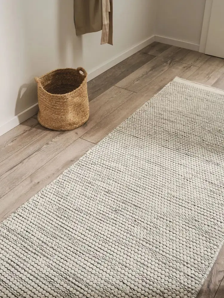 Tapis de Couloir en Laine fait main ROCCO Beige et noir