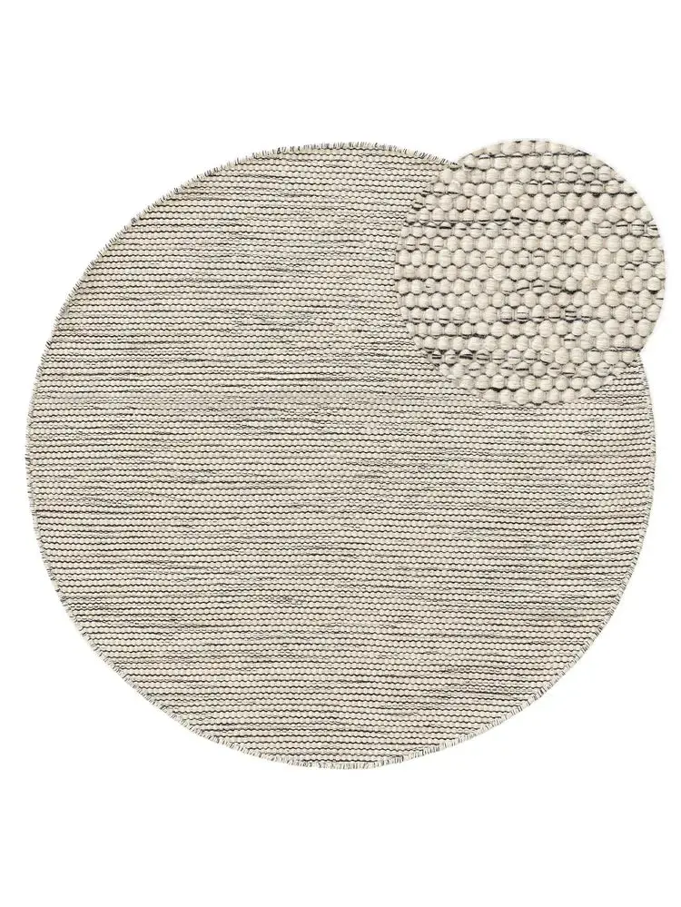 Tapis Rond en Laine fait main ROCCO Beige et noir