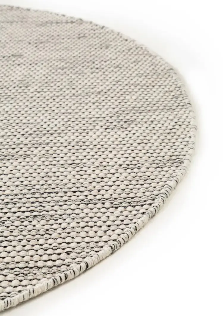 Tapis Rond en Laine fait main ROCCO Beige et noir