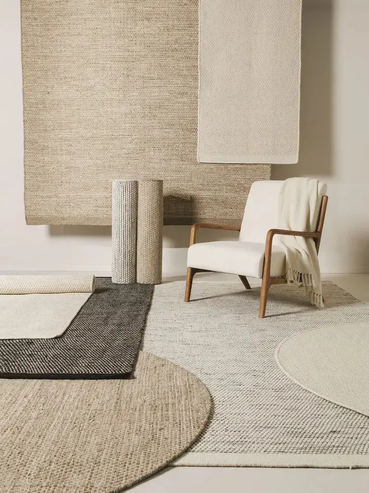 Tapis Rond en Laine fait main ROCCO Beige et noir