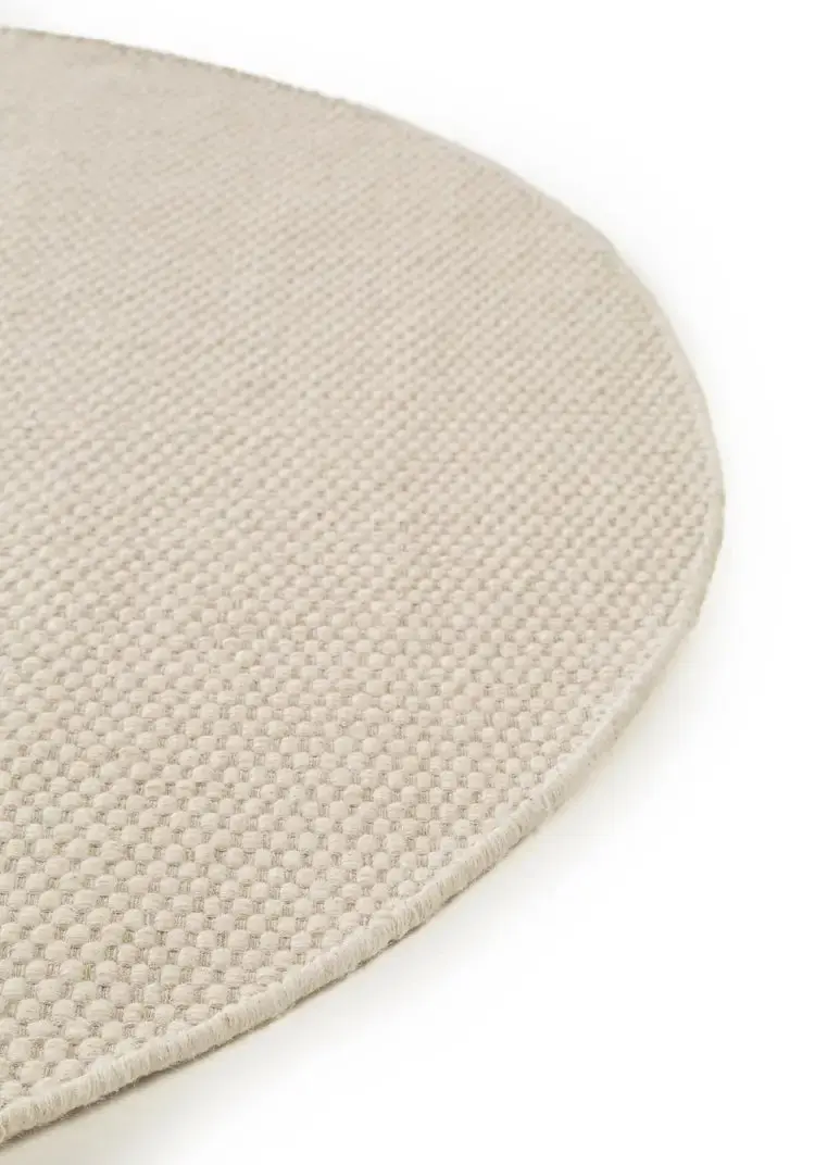 Tapis Rond en Laine fait main ROCCO Blanc Crème