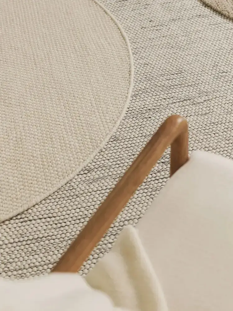 Tapis Rond en Laine fait main ROCCO Blanc Crème