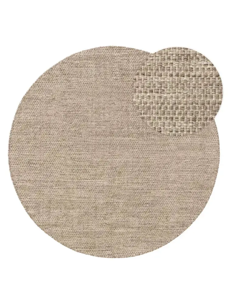 Tapis Rond en Laine fait main ROCCO Taupe