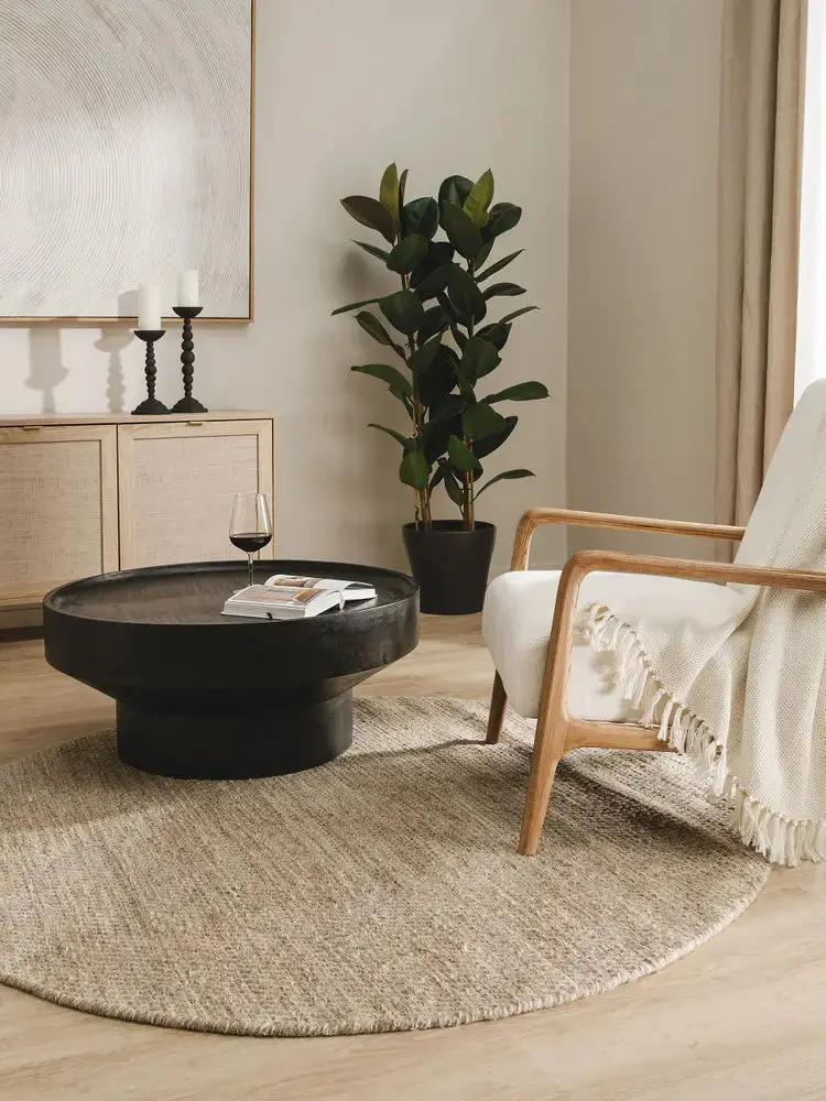 Tapis Rond en Laine fait main ROCCO Taupe
