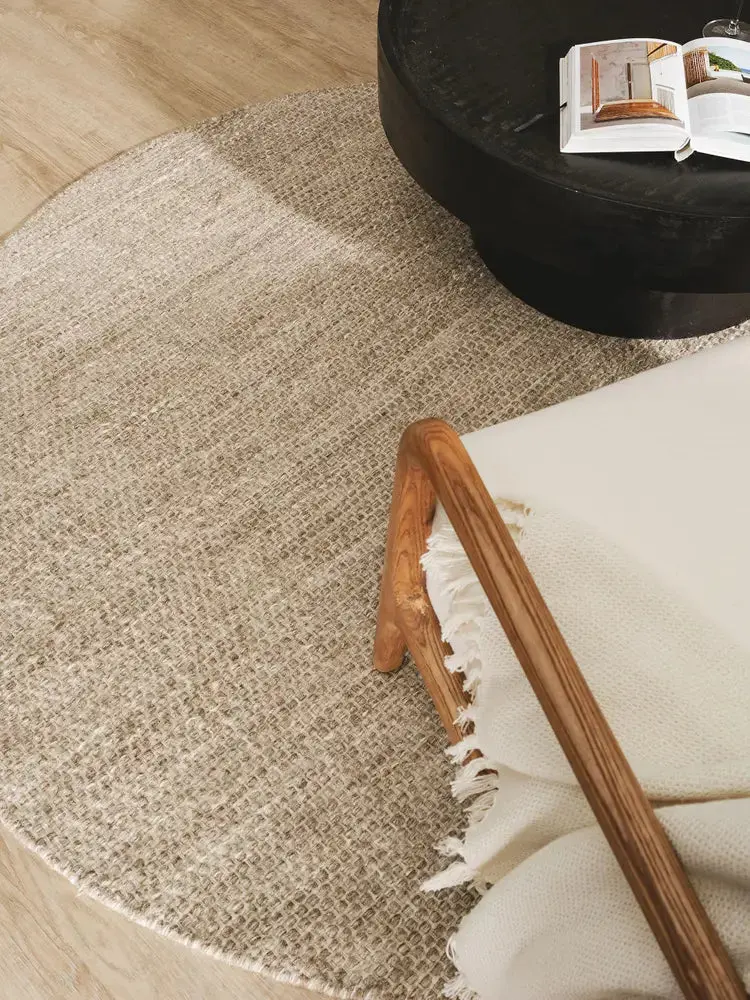 Tapis Rond en Laine fait main ROCCO Taupe