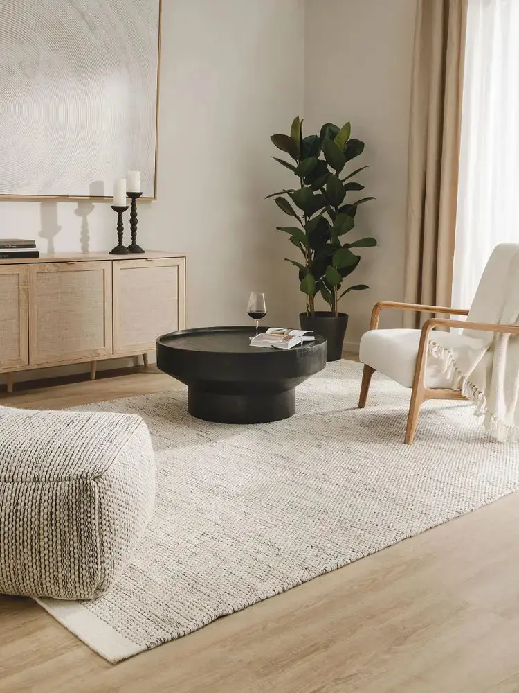 Tapis en Laine fait main ROCCO Beige et Noir