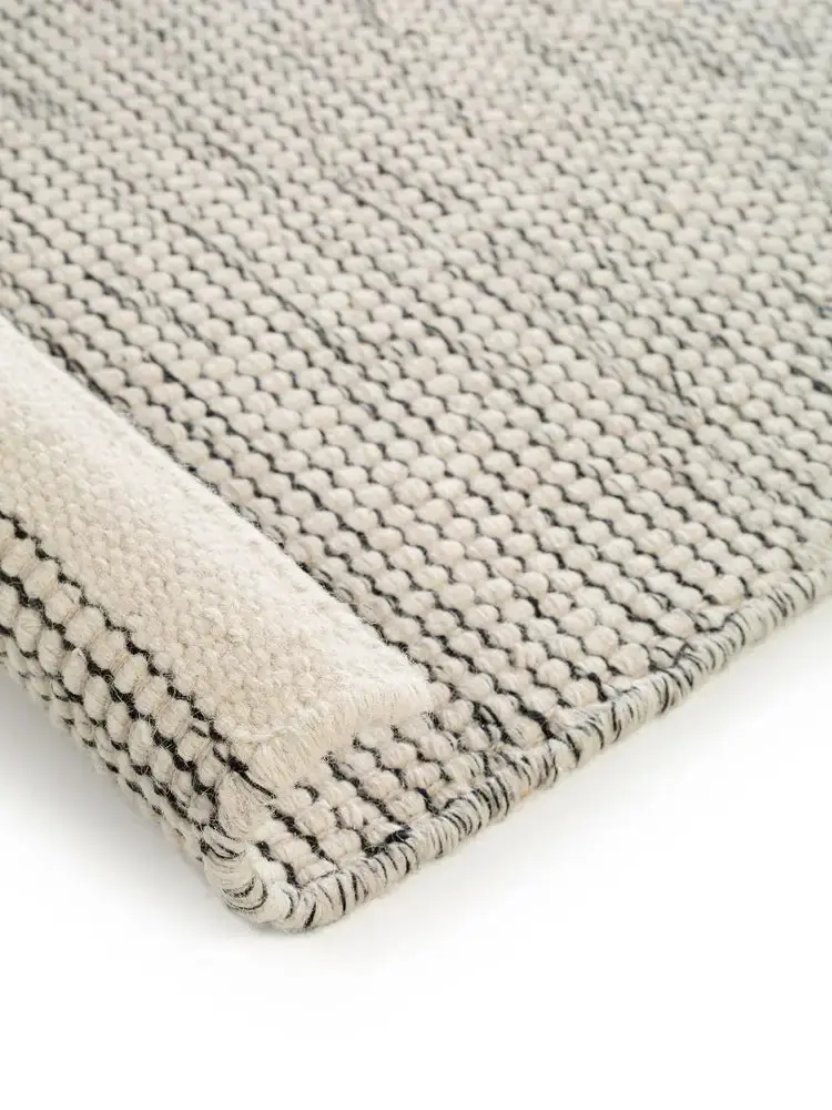 Tapis en Laine fait main ROCCO Beige et Noir