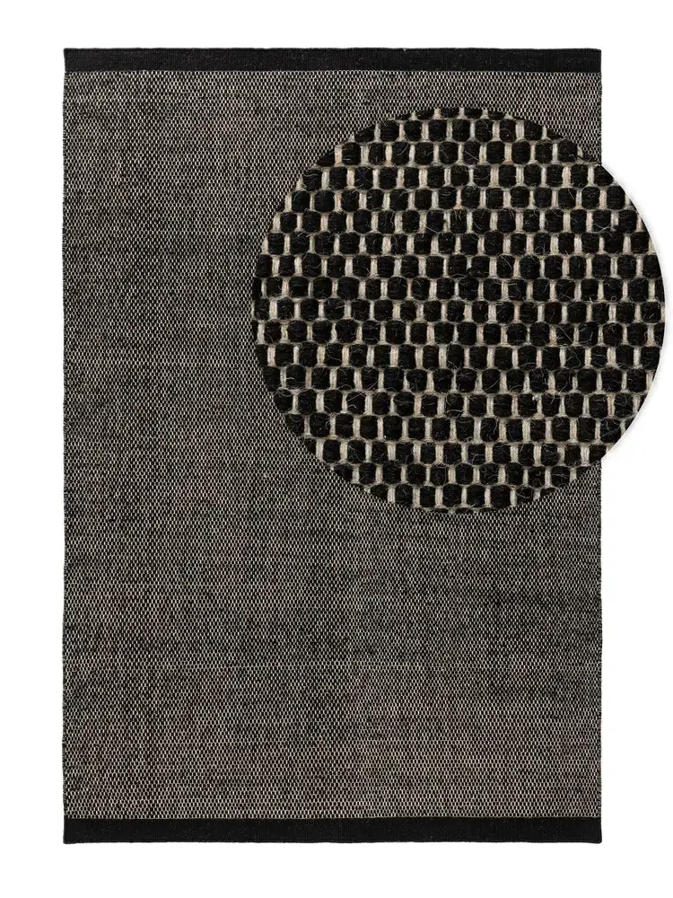 Tapis en Laine fait main ROCCO Noir et Blanc